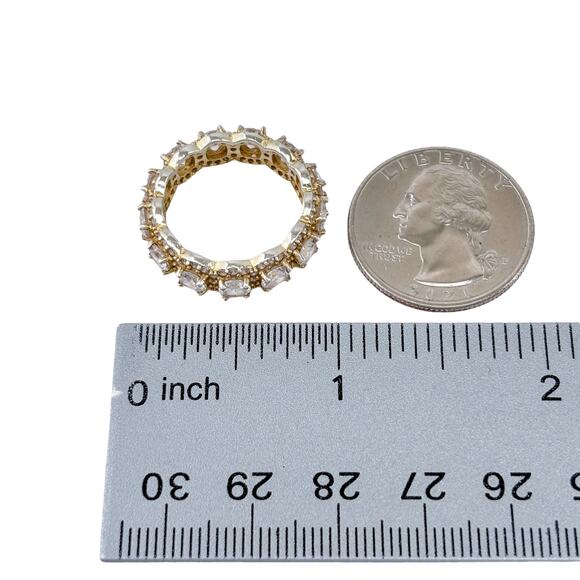 Gold-Tone Cubic Zirconia Eternity Wedding Band | Sterling Silver 925 | Size 7 - Picture 8 of 9